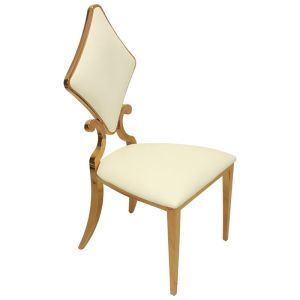 Stackable Stainless Steel Wedding Chair Prismatic Back Upholstered Seats