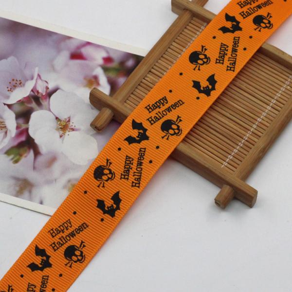 bat ghost witch pumpkin pattern halloween holiday grosgrain webbing printed ribbon