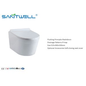 Ceramic wall hung toilet european wc one piece soft seat cover , wall mounted