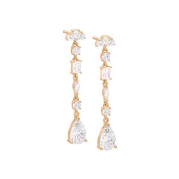 Religious Inspiration S925 Sterling Silver Gemstone Drop Earrings in 18K Gold Plating