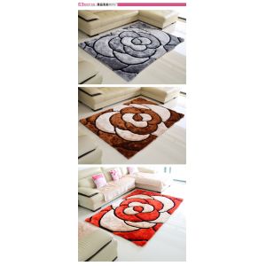 3D Flower New Design Polyester Silk Shaggy Carpet Good Quality