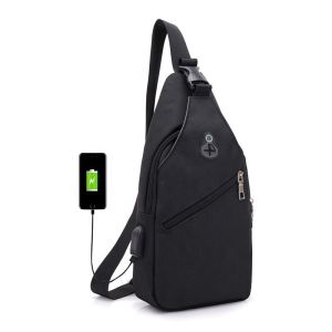 Multipurpose Crossbody Sling Bag With Usb Charging Port Oxford Fabric Waterproof