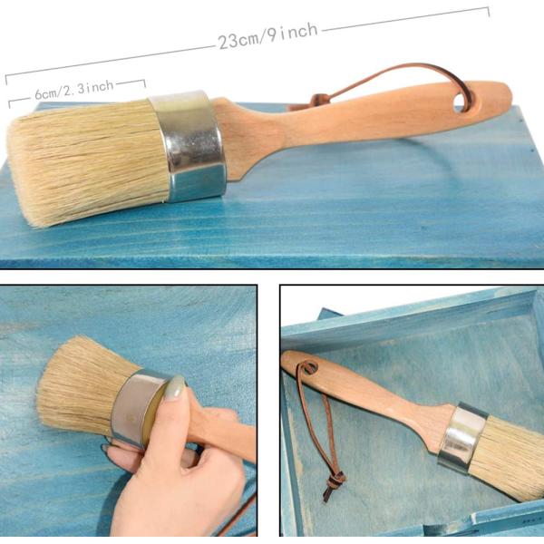 Natural Bristles Chalk And Wax Paint Brush 2 In 1 Round Painting Tool