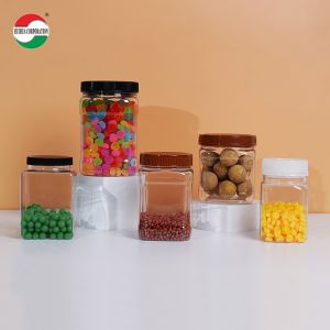 Square Cans Clear Plastic Jars With Lids Screw Top Custom Labels Package Large