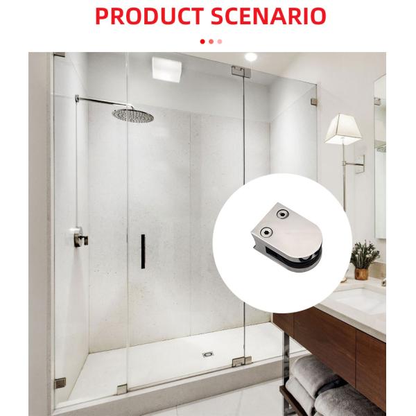 Stainless Steel Wall Mount Bathroom Shower Glass Clamp Square Corner Clip Heavy Duty