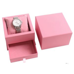 Creative Design Pink Ladies Watch Box , Cardboard Twist Personalized Watch Box
