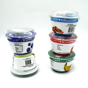 Red 200ml Polystyrene Yoghurt Pots Cups With Aluminium Foil Lid