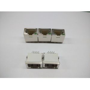 White RJ45 Female Jack 8P8C Single Port Sinking With LED Shield