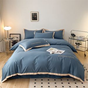 2023 Style Grade A 100% Cotton 4pcs Bedding Set with Embroidered Corner Matching
