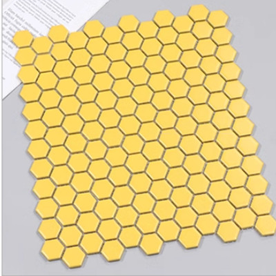 Modern Design Style Pure White Ceramic Hexagon Floor Tile with Honeycomb Glass Mosaic