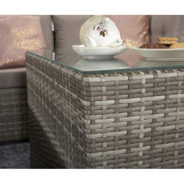 Outdoor Lounge Set with Metal Frame AJUNION Rattan Garden Furniture W52 x D56 x H87cm