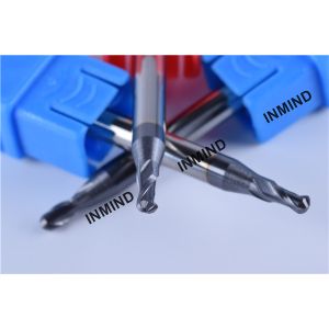 AlTiN Coating , UPTO HRC50 Ball Nose End Mill R0.75 1.5mm 2 Flute , Grain Size 0