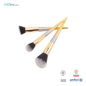 Gold Handle 7PCS Synthetic Hair Makeup Brush With Shiny Sliver Glitter