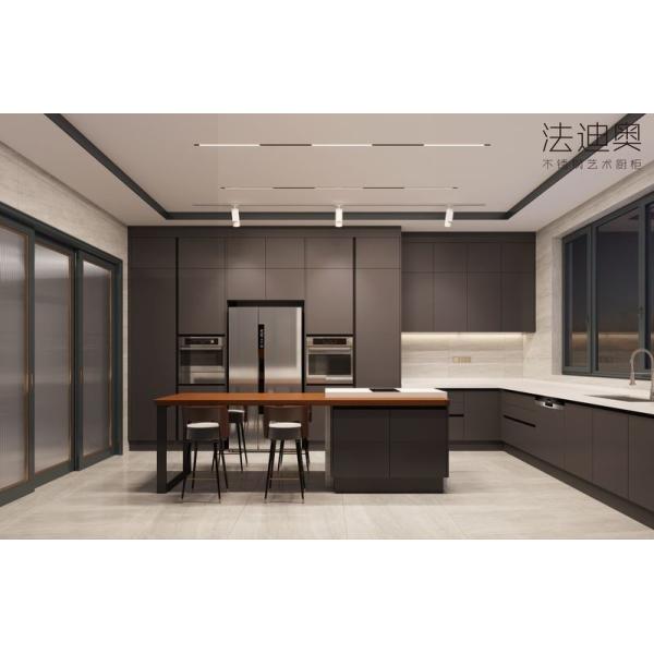 Charcoal Black Elegance Stainless Steel Kitchen Cabinets With Functional U