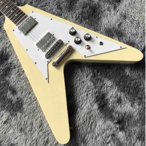 Custom Grand V Shaped Electric Guitar in Cream White