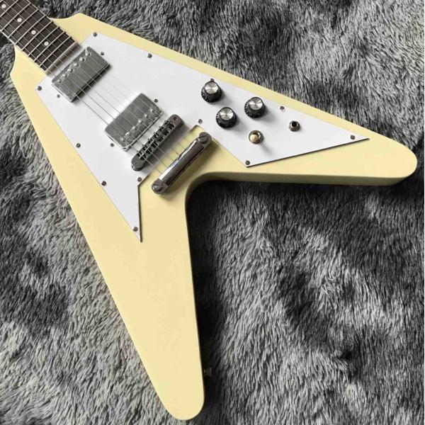 Custom Grand V Shaped Electric Guitar in Cream White