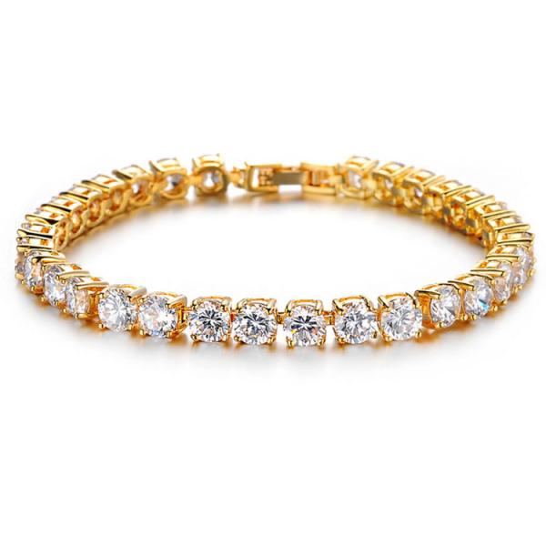 Buy Gold Plated Cubic Zironia Tennis Bracelet Charm Women Wedding Jewelry(JKS408-Y) at wholesale prices