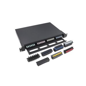 1U 96 Port HD Fiber Optic Patch Panel with 4 changeable adapter module