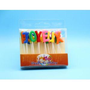Quality 18pcs Random Colors Franch Happy Birthday Letter Candles SGS / ISO9001 for sale