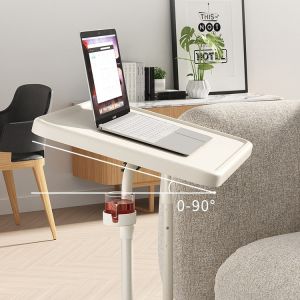 Waterproof Sit Stand Desk for Home Office Workstation in White Wooden Design