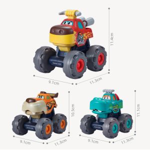 No Battery 3 Pack Friction Powered Pull Back Toy Cars Set for 1 2 3 Year Old