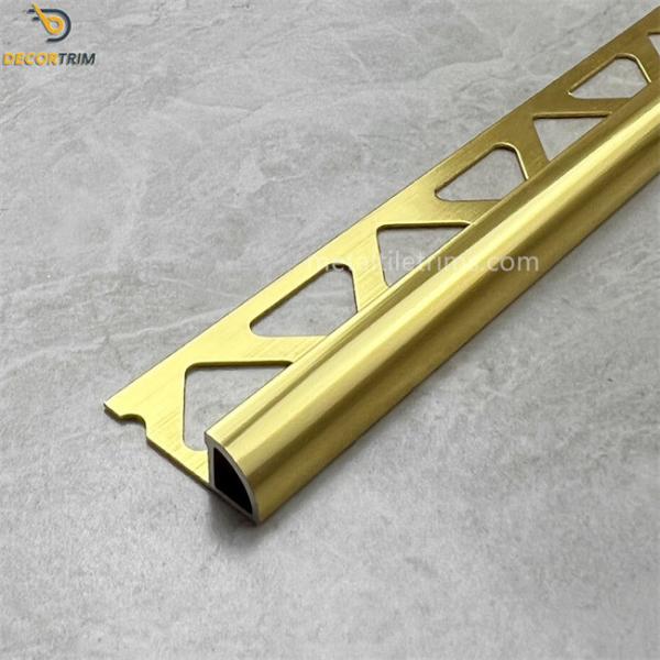 Buy Bright Gold Shape Chrome Straight Edge Tile Trim 8mm×25mm at wholesale prices