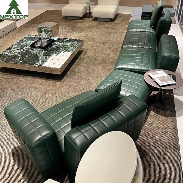 1800*1000mm Hotel Lobby Furniture Home Office Luxury Green Leather Modular Sofa Set
