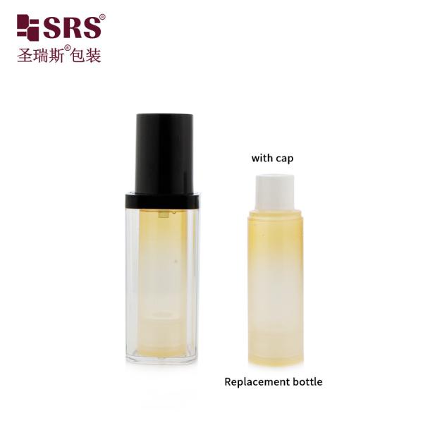 Empty PET Replaceable Double Wall Square Shape Custom Color Facial Serum Airless Bottle 50ml