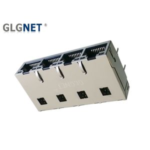 1000 Base T RJ45 Multiple Port Connectors With 50 U" Gold Plating Tab Up