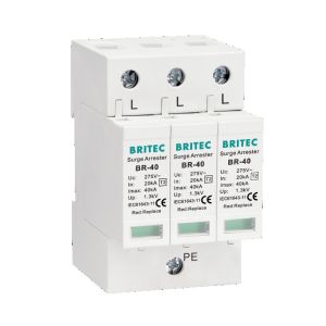 Quality BR-40 3P Three Phase Spd Lightning Arrester Class II Surge Protector 40kA for sale