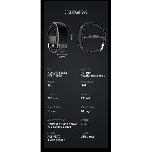 ECG PPG Pedometer HR Monitor Smart Band Fitness Tracker Watch With Blood Pressure