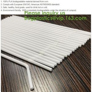 PLA Drinking Straws, CPLA Giant Straws, Individually Wrapped, Plant Based