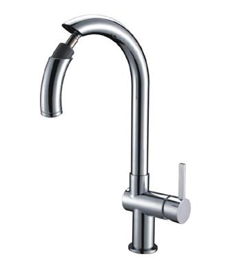 Buy 1 Hole Chrome Kitchen Sink Water Faucet Ceramic Kitchen Tap with Pull Out Spray at wholesale prices