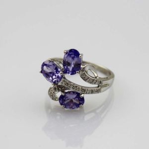 Fashion Jewelry 925 Silver Ring with Cubic Zircon Three Stones Ring(R0098)