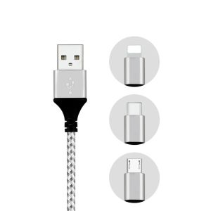 5V 2.1A Braided USB Cable , Extra Long Nylon Braided Micro Cord Fast Charging