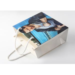 Kraft Paper Coloured Paper Bags With Glossy Lamination , White Personalised