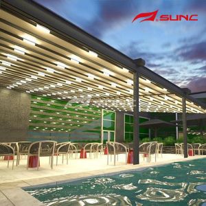 Residential PVC Fabric Aluminium Louvered Pergola For Restaurant Balcony