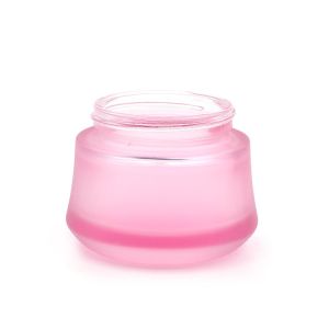 Luxury Pink 50ml Cream Glass Jars Round Frost With Plastic Cap