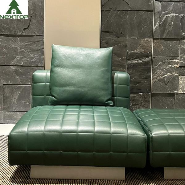 1800*1000mm Hotel Lobby Furniture Home Office Luxury Green Leather Modular Sofa Set