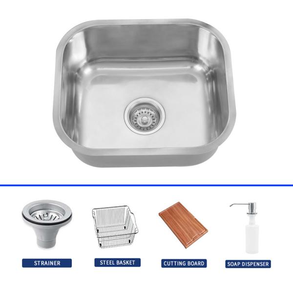 Buy Stainless Steel Single Bowl Sink With Square Design / Up To You Required Overflow at wholesale prices