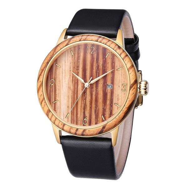 Buy RoHS Ladies Wooden Wrist Watch Classic Design Genuine Leather Strap at wholesale prices