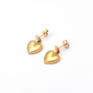 Stainless steel heart-shaped women's gold earrings with personalized peach heart