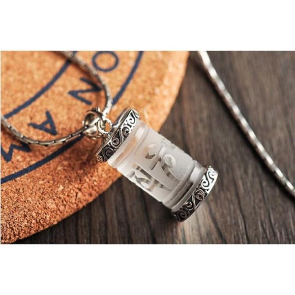 Women's and Men's 925 Sterling Silver Chain with Clear Cubic Zirconia Buddhism Amulet Necklace(N6030802C)