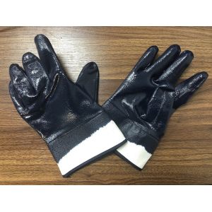 26CM Jersey Liner Canvas Cuff Tear Resistant Nitrile Gloves For Mining And