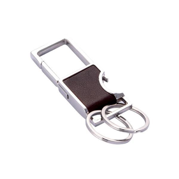 Customized Embossed Leather Keychain Holder In Polybag Packaging