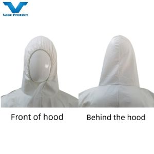Anti-Splash CE En14126 Protective Microporous Nonwoven Disposable Hooded Zipper