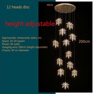 Modern staircase chandelier hotel lobby villa spiral leaf chandelier(WH-NC-74)