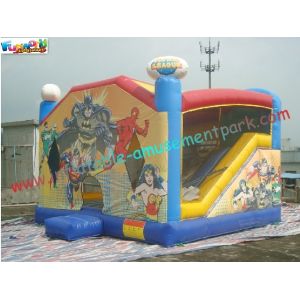 Indoor / Outdoor Inflatable Bouncer Slide Fire Retardant Justice League