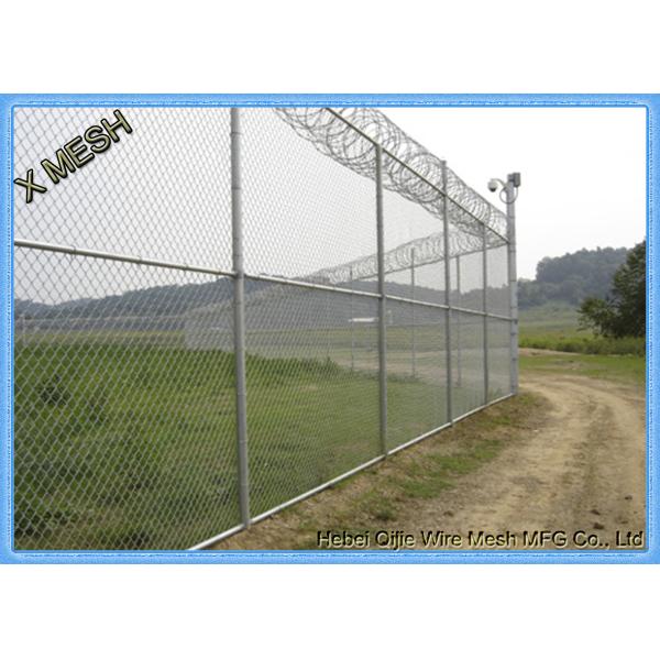 Plain Weave Metal Chain Link Fence Screen PVC Coated 8 Gauge Galvanised Chain
