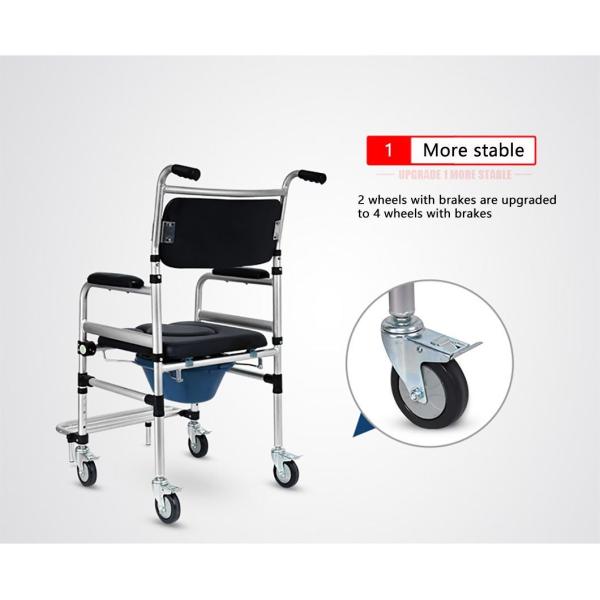 for Seniors, Heavy Duty Aluminum Toilet Wheelchair with Locking Wheels